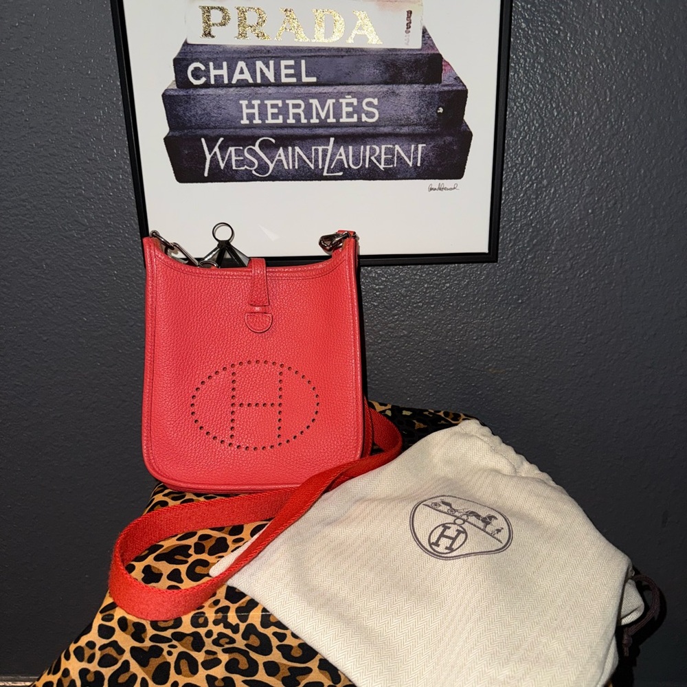 Hermes Red Crossbody Bag with Iconic H Logo